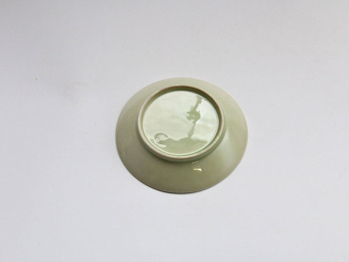 Siskin-Green Glazed Hemp-Leaf Carved Plate, 10cm — Hand-Carved Japanese Porcelain by Kajiken Seiji