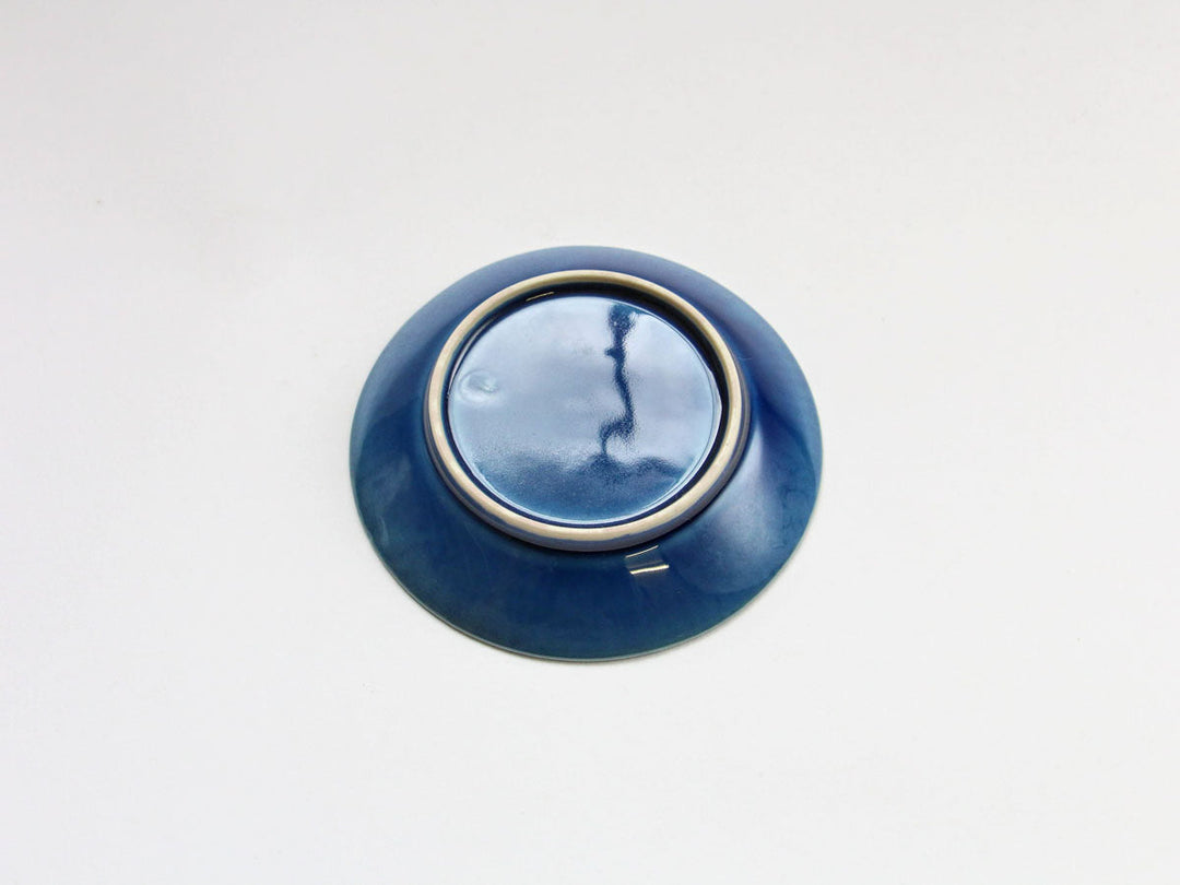Cobalt Blue Glazed Hemp-Leaf Carved Plate, 10cm — Hand-Carved Japanese Porcelain by Kajiken Seiji