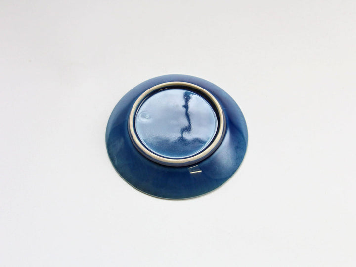 Cobalt Blue Glazed Hemp-Leaf Carved Plate, 10cm — Hand-Carved Japanese Porcelain by Kajiken Seiji