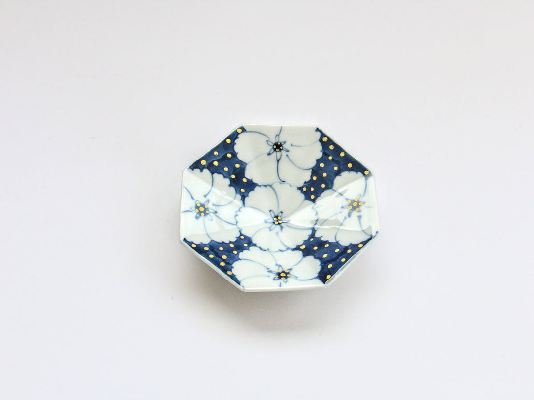 Flower-Arare Octagonal Small Plate - Crafted By Tokushichi Kiln