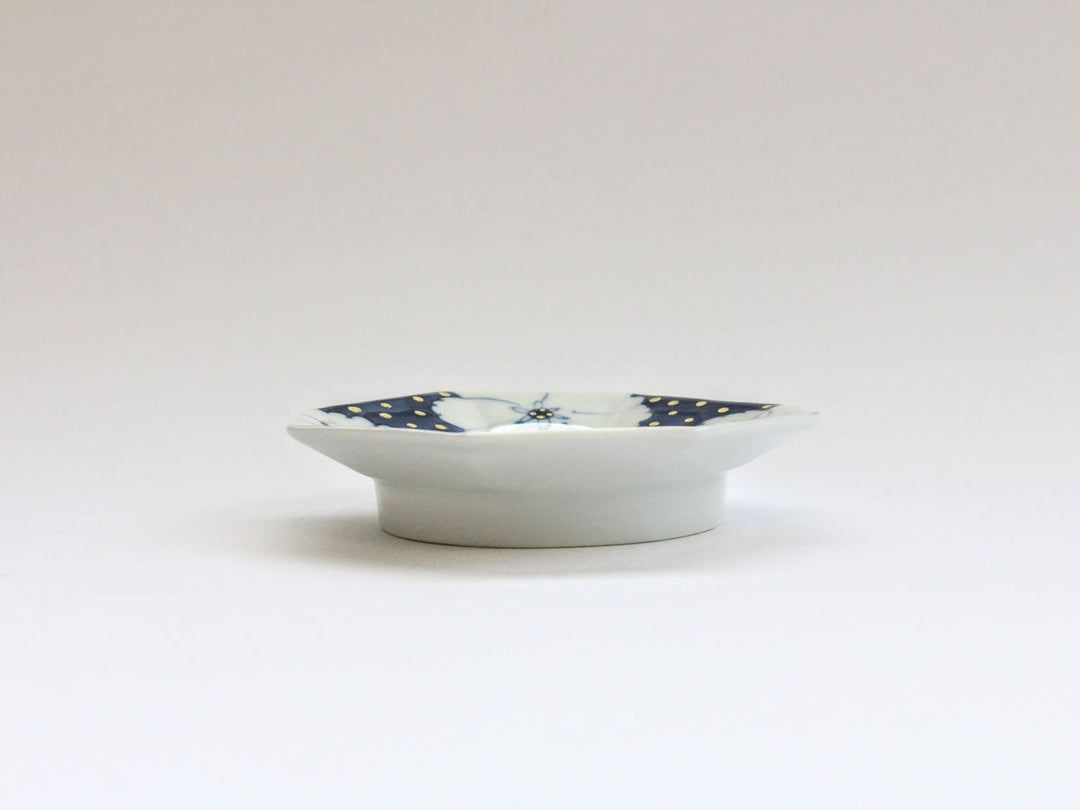 Flower-Arare Octagonal Small Plate - Crafted By Tokushichi Kiln