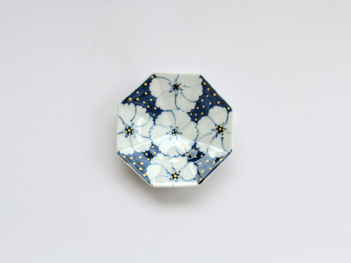 Flower-Arare Octagonal Small Plate - Crafted By Tokushichi Kiln