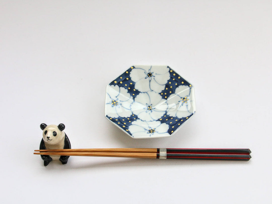 Flower-Arare Octagonal Small Plate - Crafted By Tokushichi Kiln