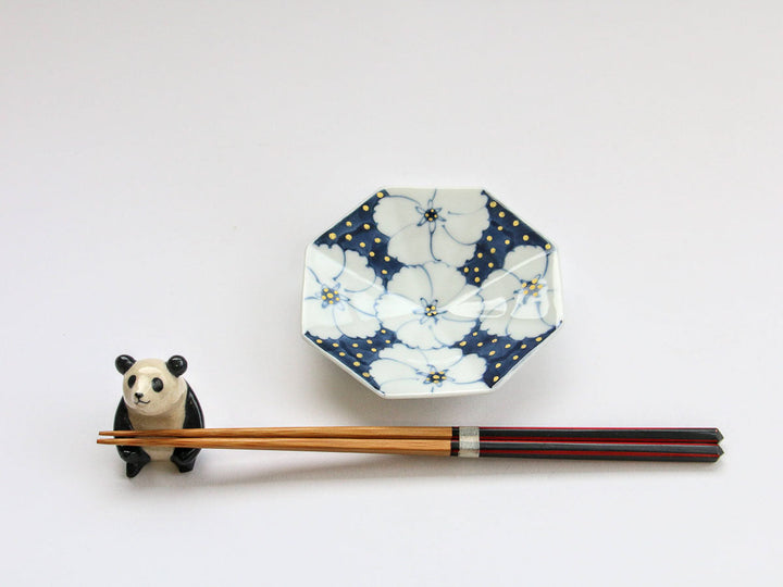 Flower-Arare Octagonal Small Plate - Crafted By Tokushichi Kiln