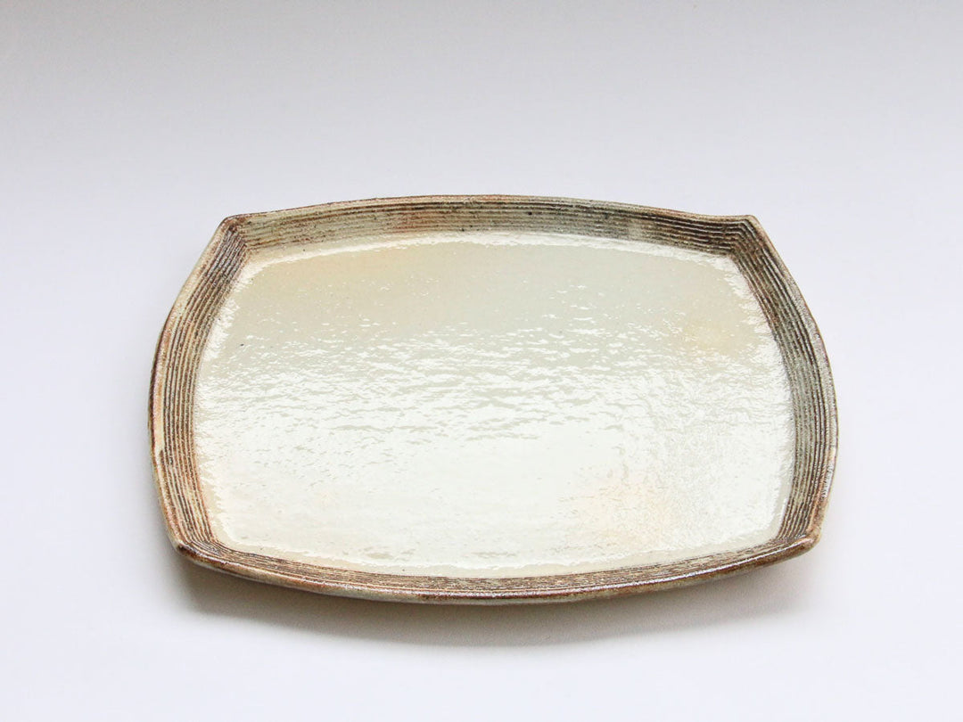 Rough-Rim Engraved Long Rectangular Plate - Crafted By Furutani Pottery
