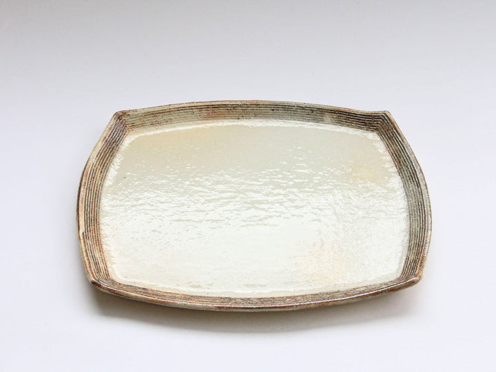 Rough-Rim Engraved Long Rectangular Plate - Crafted By Furutani Pottery