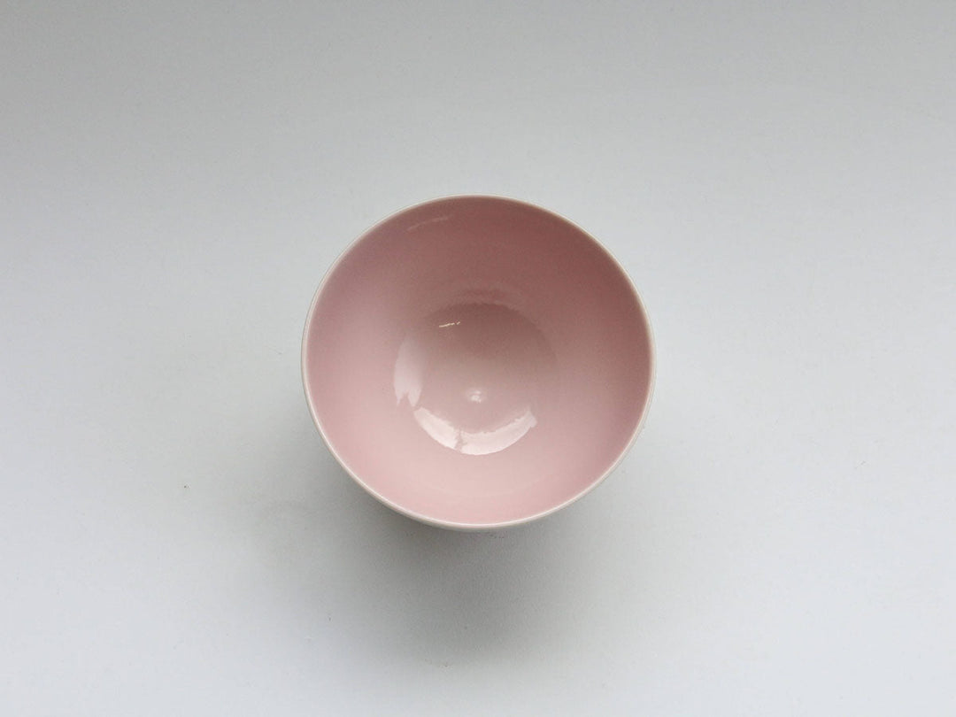 White Daisy Motenashi Rice Bowl Small Pink - Crafted By Fukuho Kiln