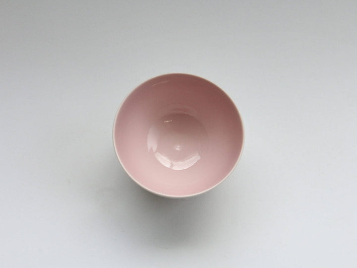 White Daisy Motenashi Rice Bowl Small Pink - Crafted By Fukuho Kiln