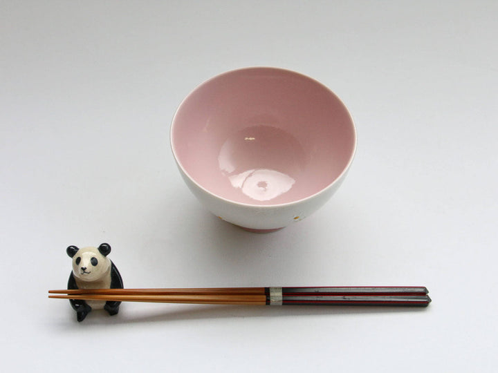 White Daisy Motenashi Rice Bowl Small Pink - Crafted By Fukuho Kiln