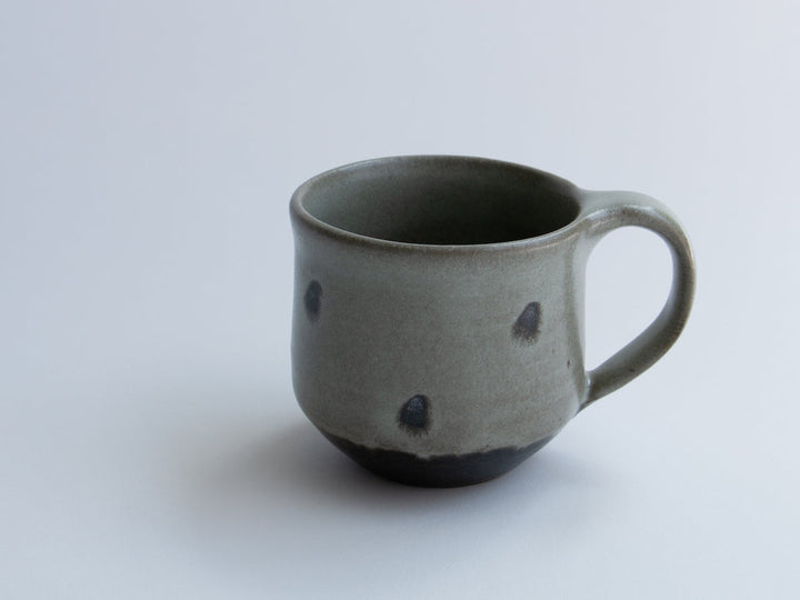 Gray Glazed Black dot Mug - Crafted By Tatsuo Otomo