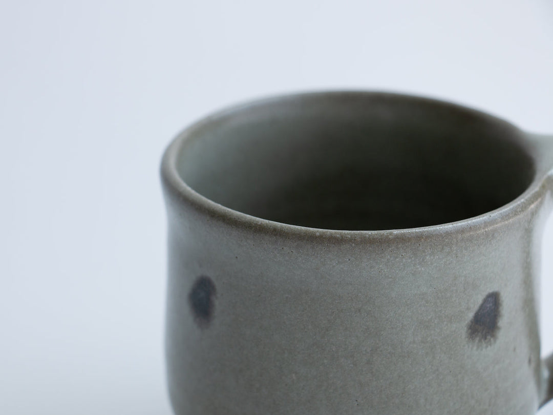 Gray Glazed Black dot Mug - Crafted By Tatsuo Otomo