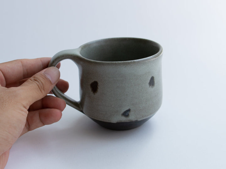Gray Glazed Black dot Mug - Crafted By Tatsuo Otomo