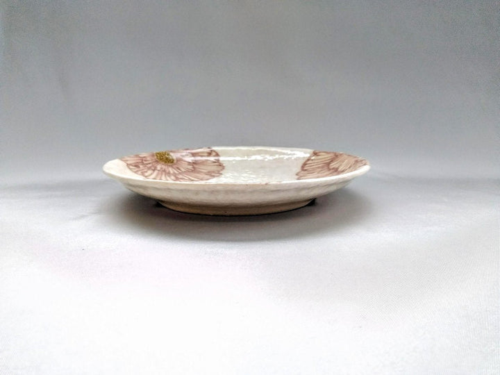 White Slip Peony 6.5-Sun Round Plate Purple - Crafted By Yoshihei Kato
