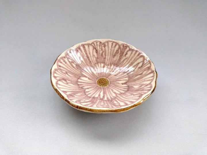 Peony Flowers 5-Sun Shallow Bowl Purple - Crafted By Yoshihei Kato