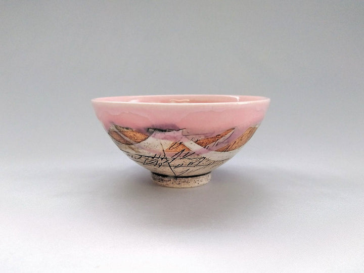 Japanese Rice Bowl Inside White Pink — Hand-Glazed Japanese Pottery by My Store