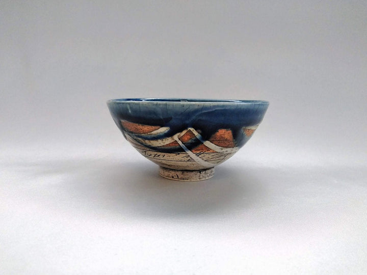Japanese Rice Bowl Inside White Eye Blue - Crafted By Kakurin Kiln