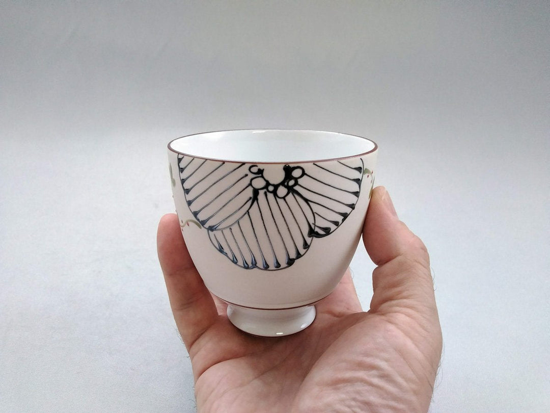 Raster Floral Kasuga Cup Black — Hand-Painted Japanese Pottery by Fukuho Kiln