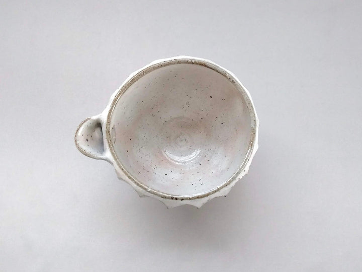 White Slip thick shavings Katakuchi Sake Pourer juki - Crafted By Hyozan Kiln