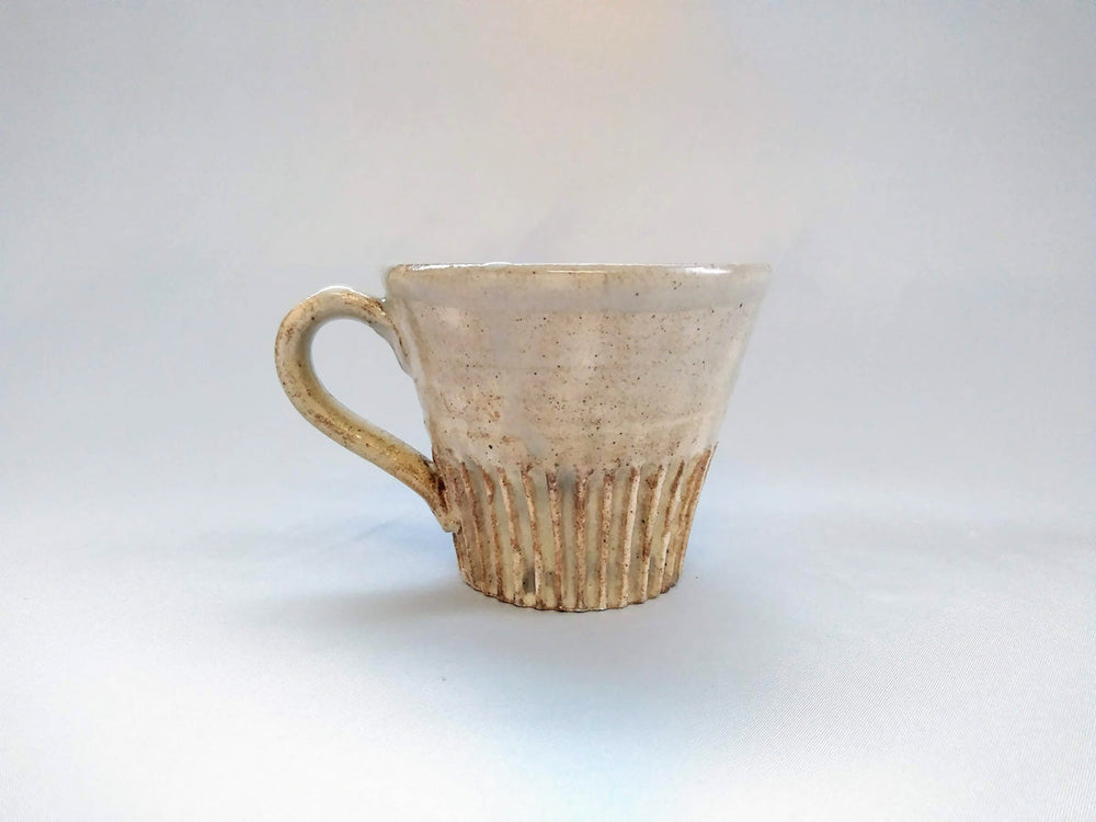 White Slip HanRidged Mug, Japanese pottery (ceramic)