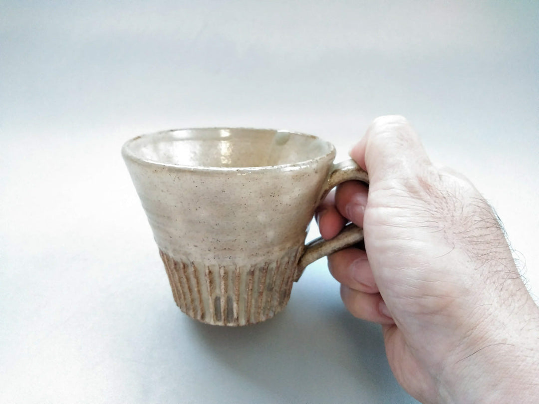 White Slip HanRidged Mug, Japanese pottery (ceramic)