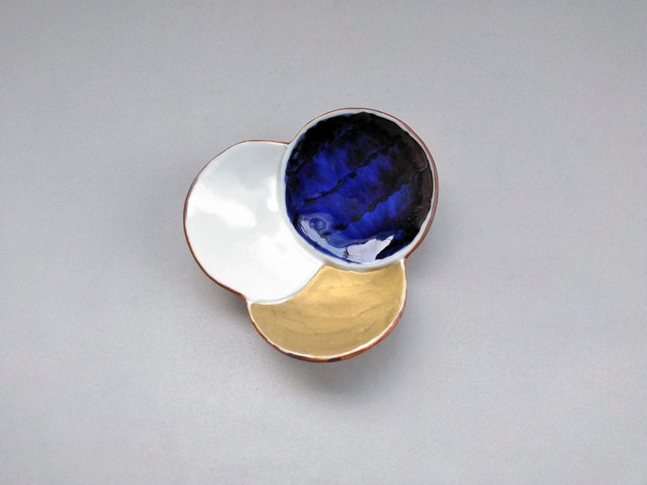 Old-Underglazed Gold-Colored Three-Legged Plate - Crafted By Jusen Kiln