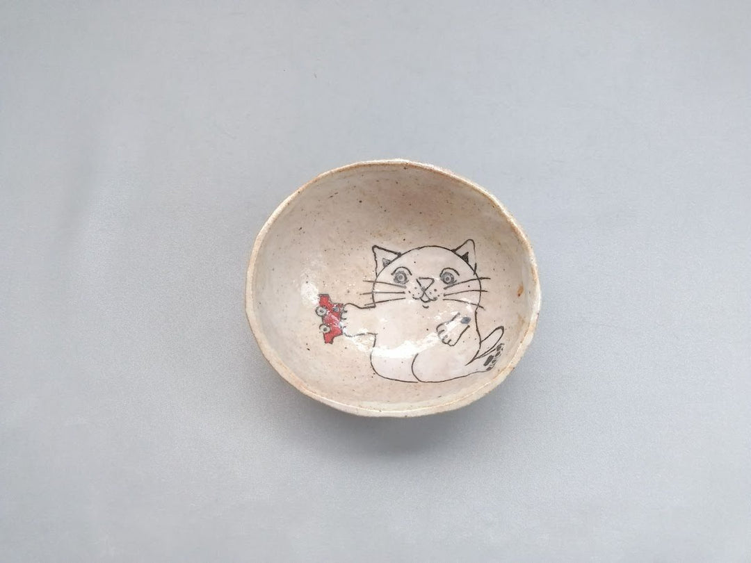 Cat Pattern Kobang Small Bowl - Crafted By Hiroshi Sato