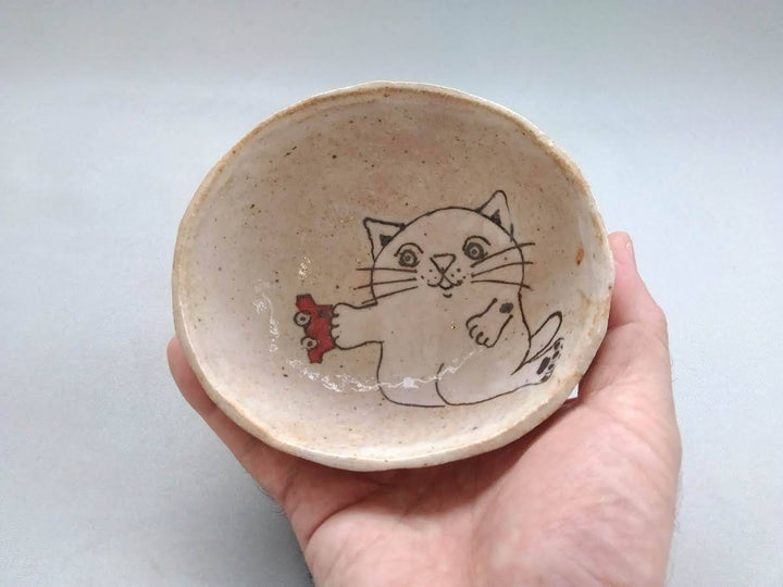 Cat Pattern Kobang Small Bowl - Crafted By Hiroshi Sato