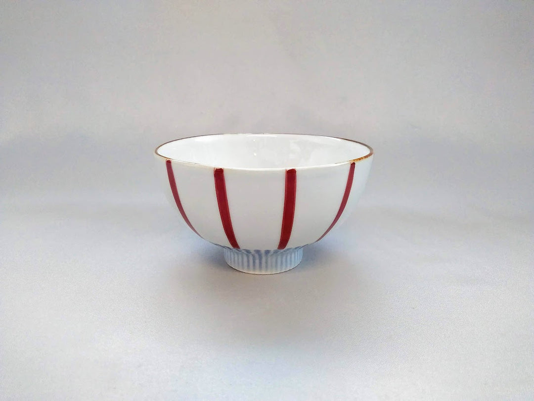 Ridged Rice Bowl AkaTokusa — Kiln-Fired Japanese Porcelain by My Store, Porcelain
