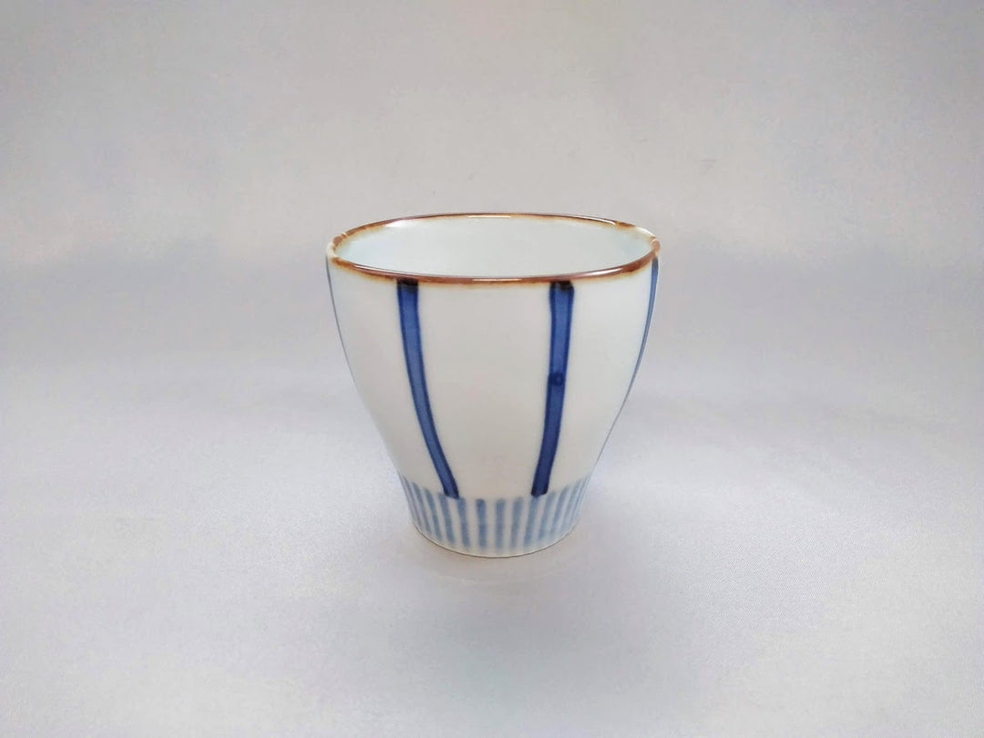 Ridged Tea Cup AoTokusa — Hand-Glazed Japanese Pottery by Koyo Kiln, Porcelain