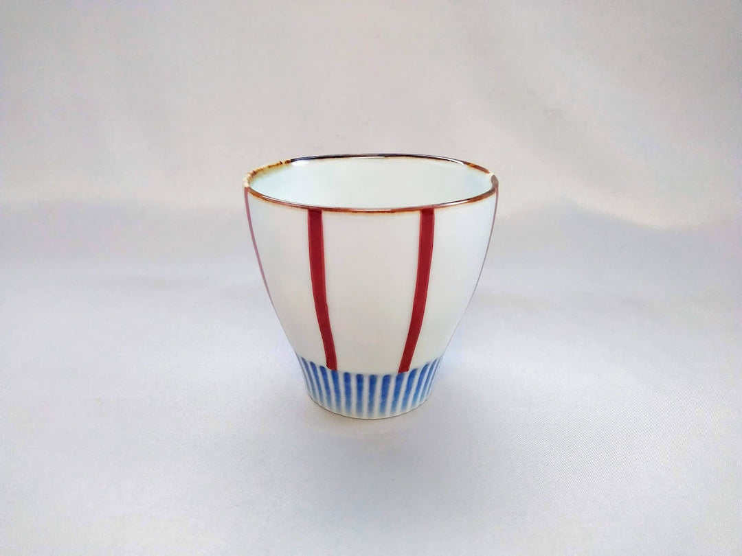 Ridged Tea Cup AkaTokusa — Hand-Glazed Japanese Pottery by Koyo Kiln, Porcelain