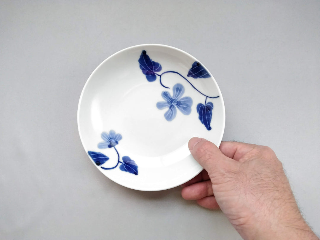 Underglazed Violet Pattern 5-Sun Round Plate - Crafted By Eguchi Pottery