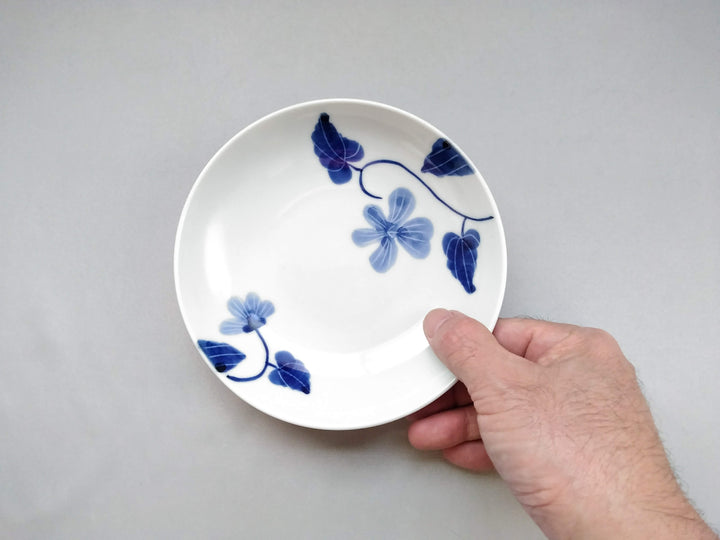 Underglazed Violet Pattern 5-Sun Round Plate - Crafted By Eguchi Pottery