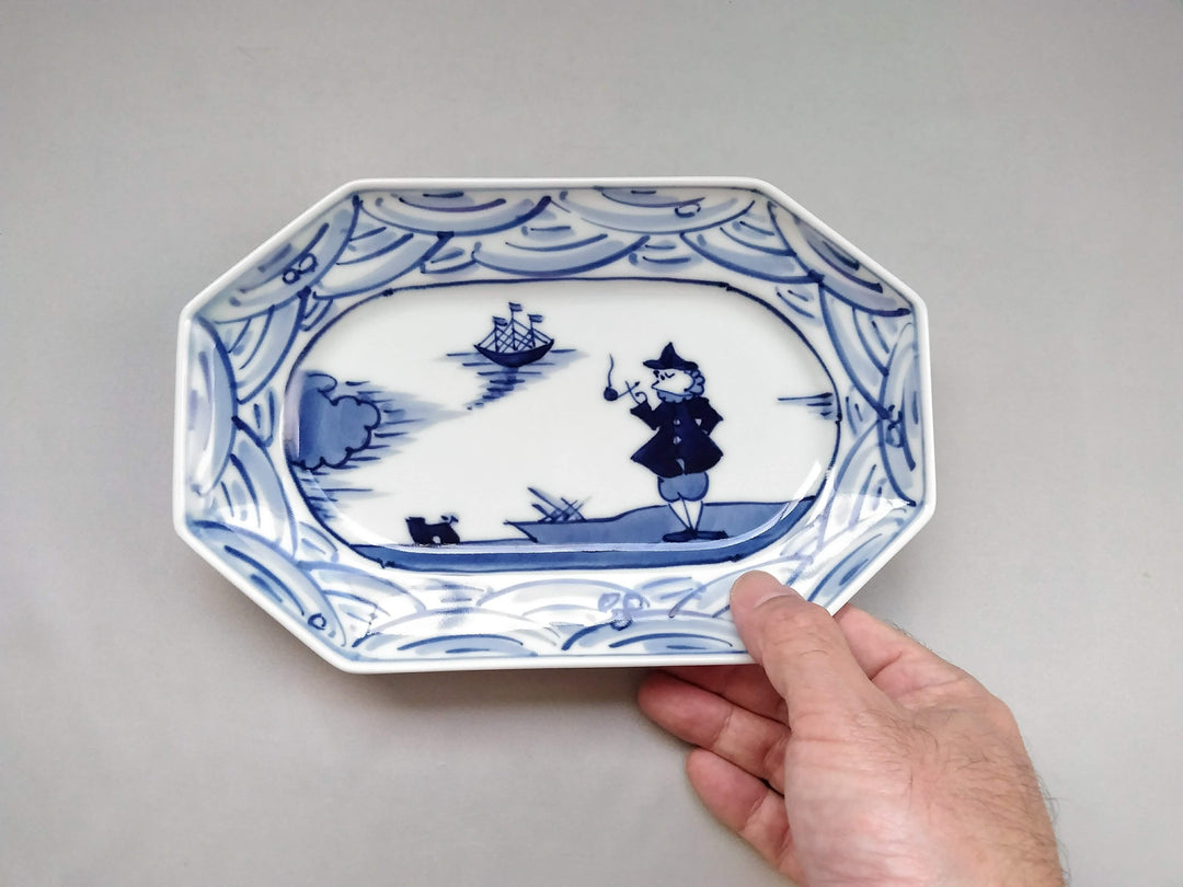 Nagasaki Pattern Octagonal Long Square Plate - Crafted By Shingama