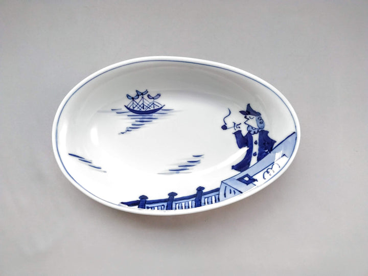 Egg-Shaped Curry Plate, Tayori Ijin — Hand-Painted Japanese Porcelain by Shingama