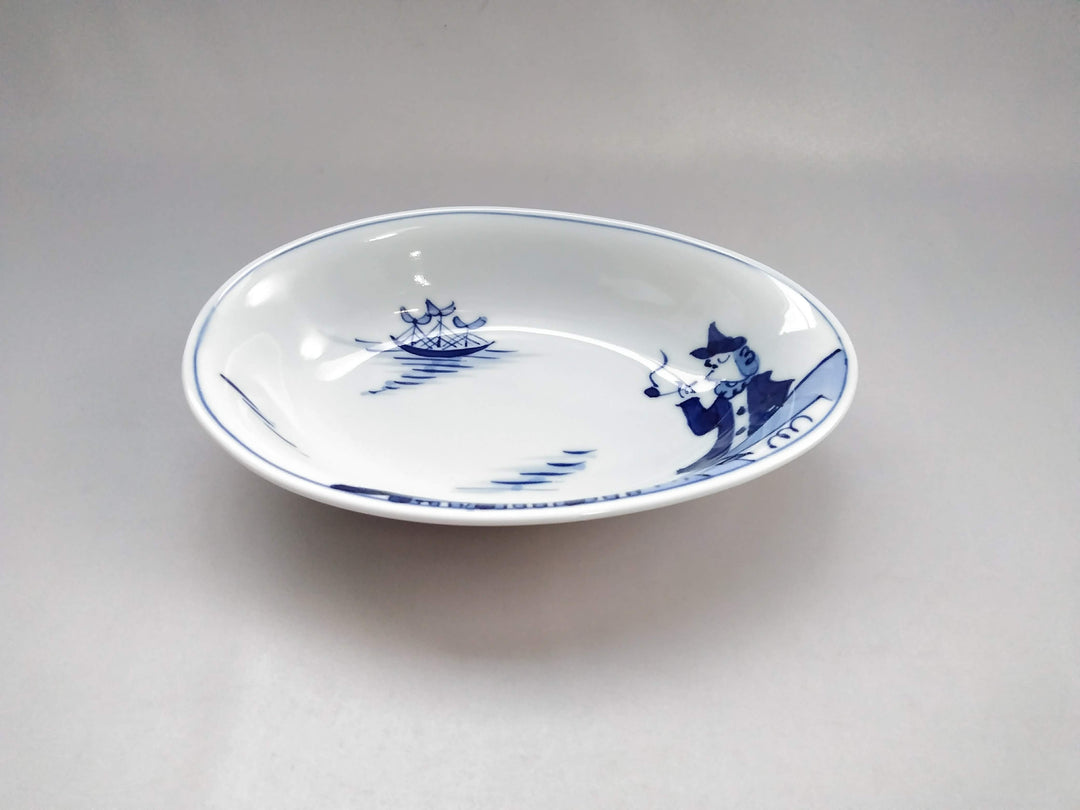 Egg-Shaped Curry Plate, Tayori Ijin — Hand-Painted Japanese Porcelain by Shingama