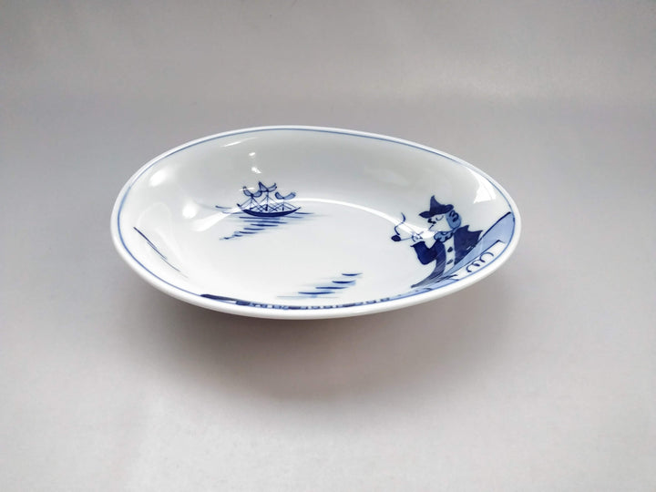 Egg-Shaped Curry Plate, Tayori Ijin — Hand-Painted Japanese Porcelain by Shingama
