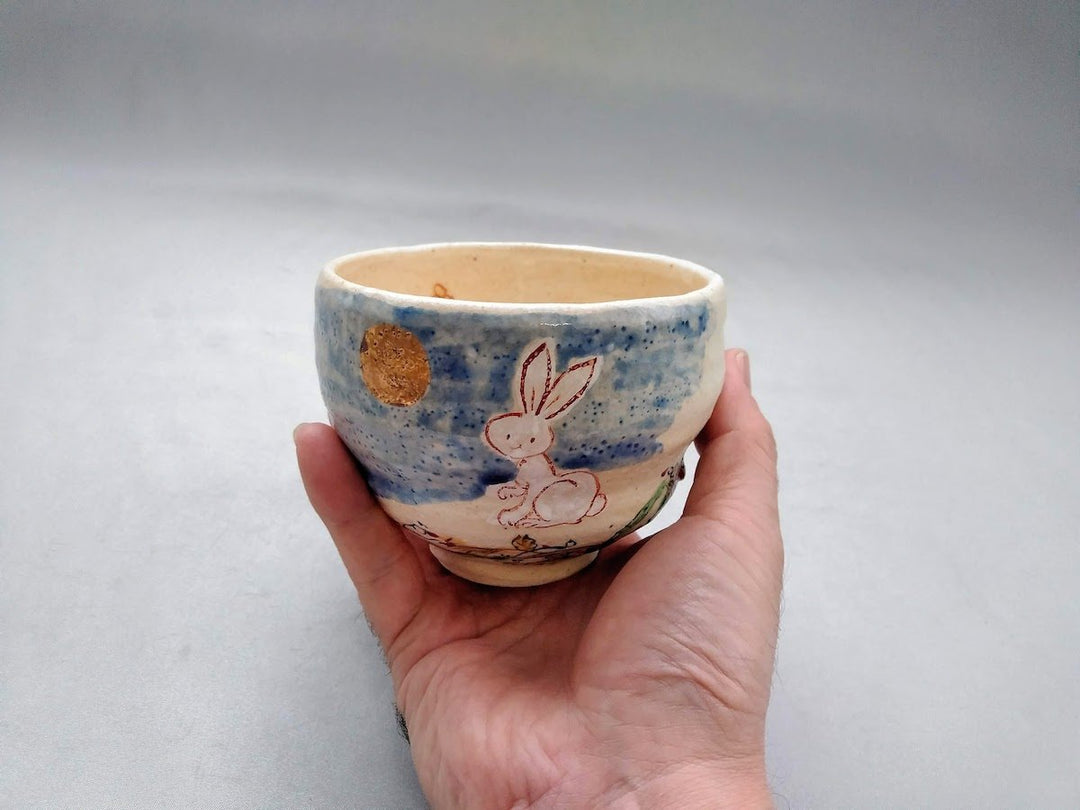 Round Pouring Pot with Moon Viewing Rabbit - Crafted By Hito Wada