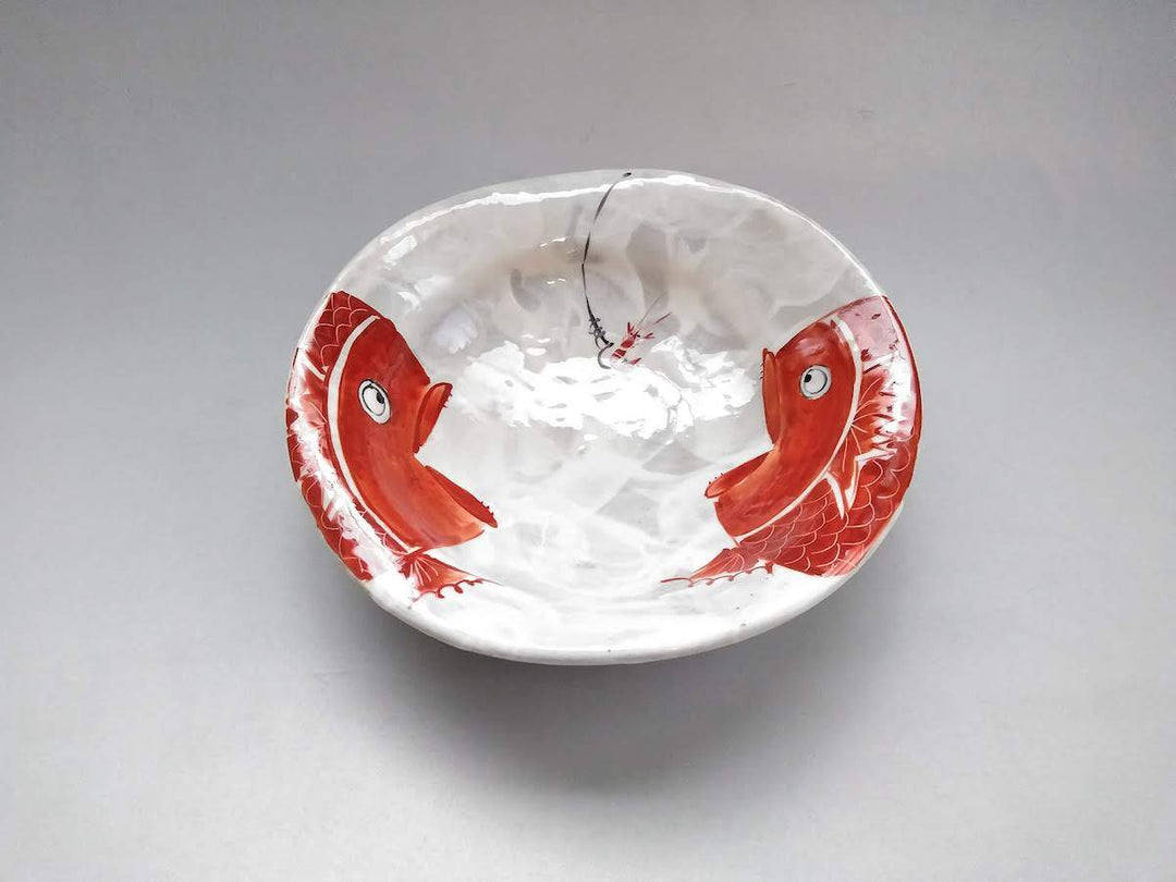 Shrimp and Sea Bream 6.5-Sun Bowl Red - Crafted By Pottery Raku