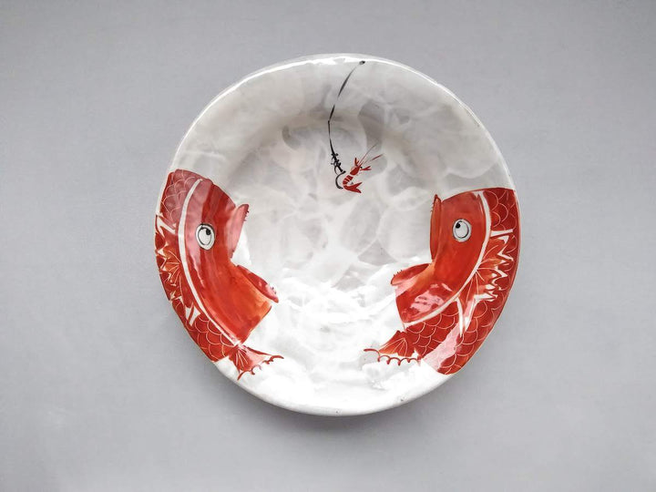 Shrimp and Sea Bream 6.5-Sun Bowl Red - Crafted By Pottery Raku