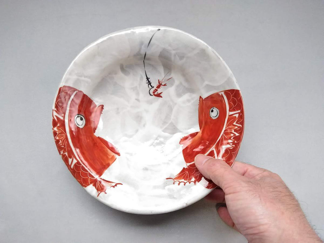 Shrimp and Sea Bream 6.5-Sun Bowl Red - Crafted By Pottery Raku