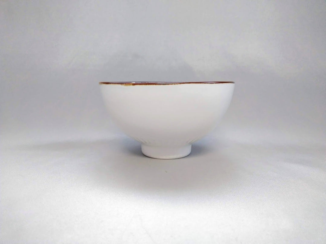 Ridged Rice Bowl Lrge Rim Rusted White Matte - Crafted By Koyo Kiln