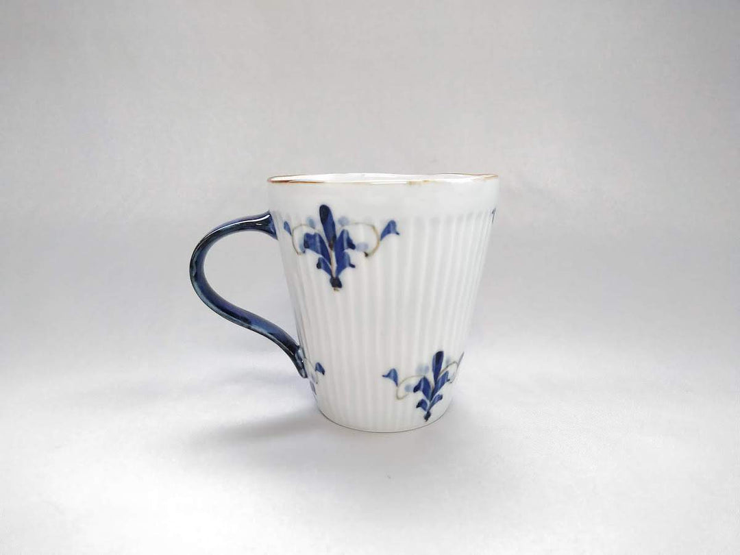 Ridged Mug Leaves Blue — Hand-Glazed Japanese Pottery by Koyo Kiln