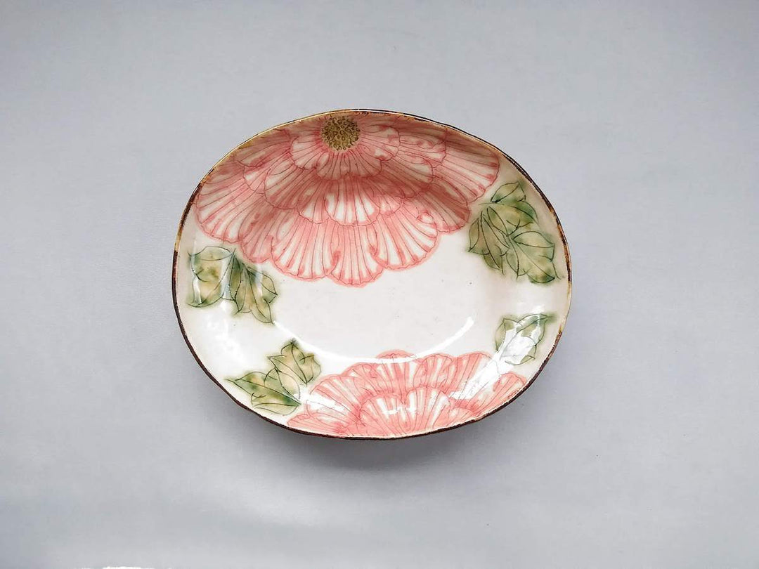 Peony Oval Rim Deep Plate Red - Crafted By Yoshihei Kato