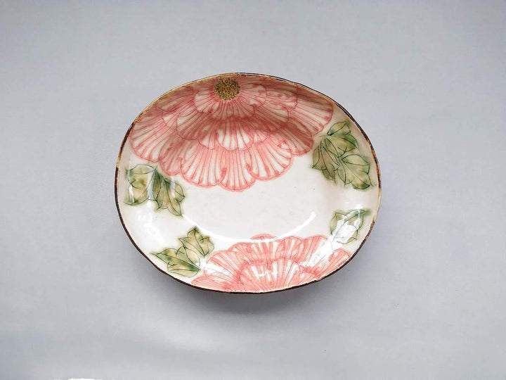 Peony Oval Rim Deep Plate Red - Crafted By Yoshihei Kato