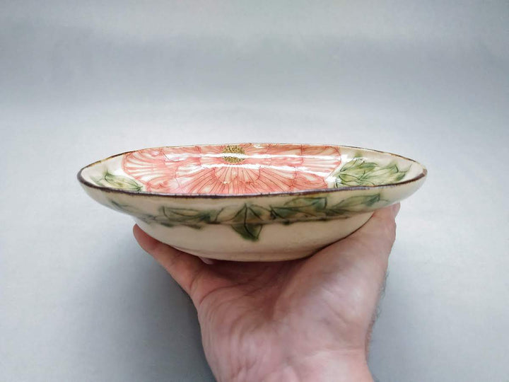 Peony Oval Rim Deep Plate Red - Crafted By Yoshihei Kato