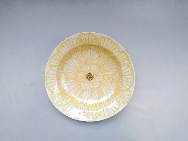 Peony Pattern Swaying Rim Deep Plate Yellow - Crafted By Yohei Kato