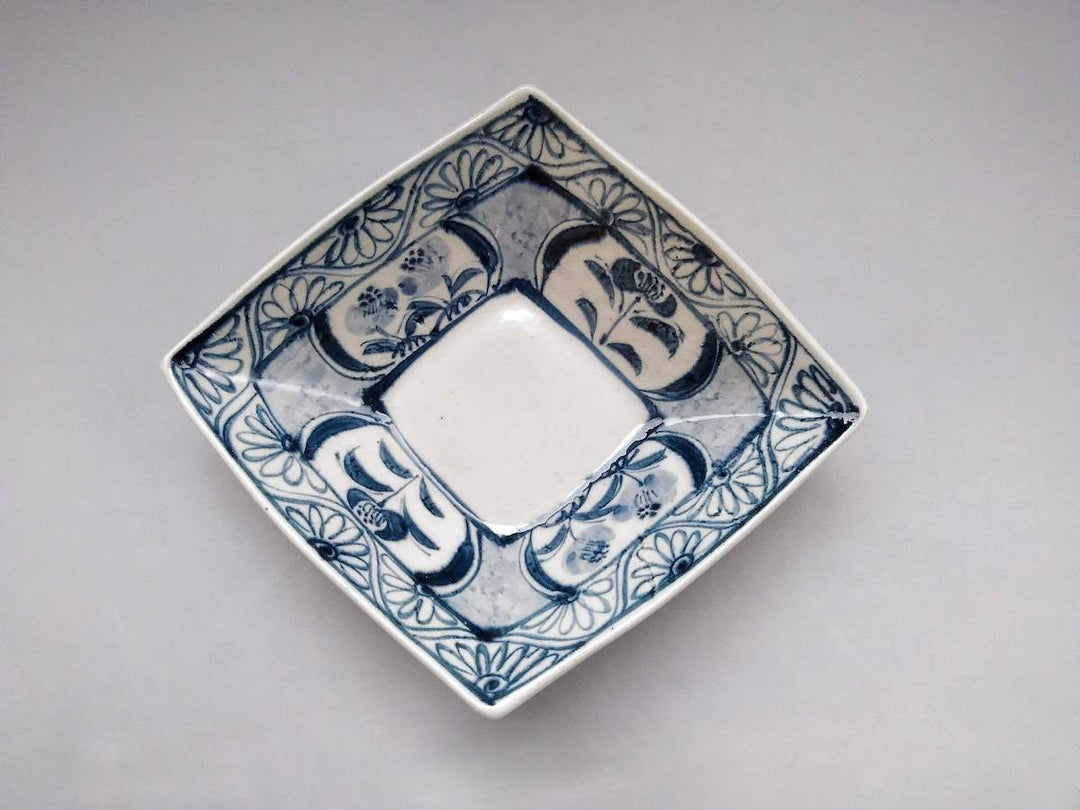 Annam Matori Flower Pattern Diamond-Shaped Bowl - Crafted By Sozan Kiln