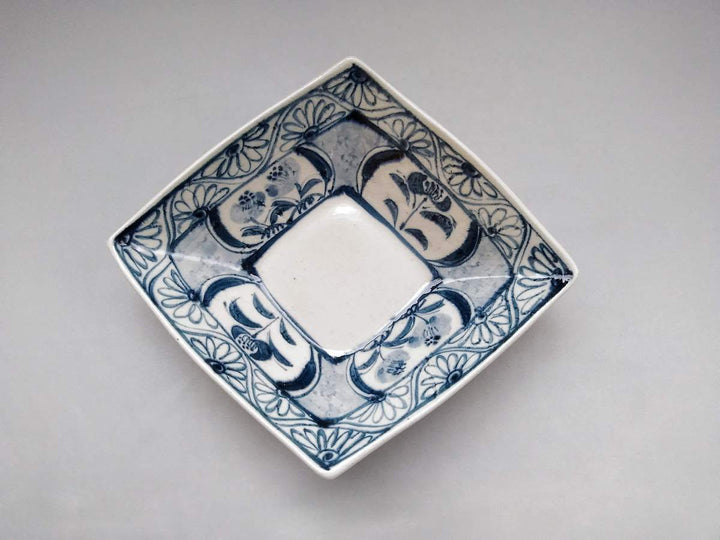 Annam Matori Flower Pattern Diamond-Shaped Bowl - Crafted By Sozan Kiln