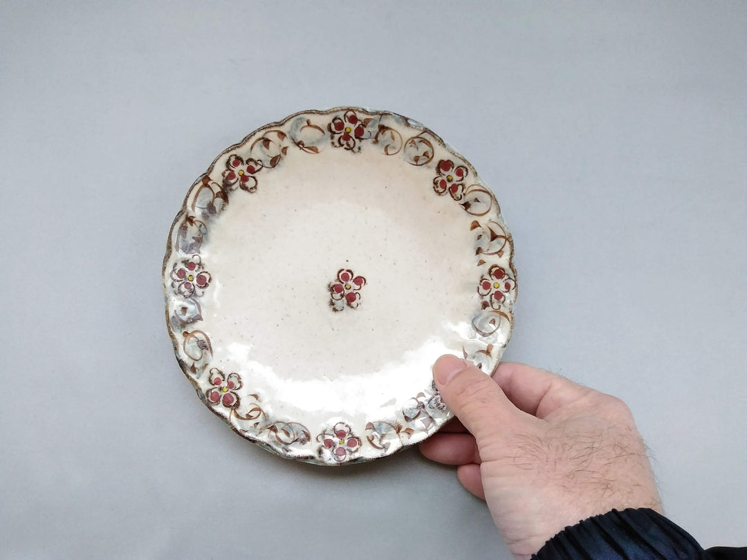 Annam Red Arabesque 6-Sun Chrysanthemum Plate - Crafted By Masaaki Hibino