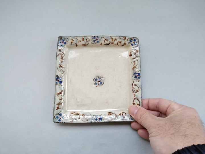 Annam Blue Arabesque 5-Sun Square Plate - Crafted By Masaaki Hibino